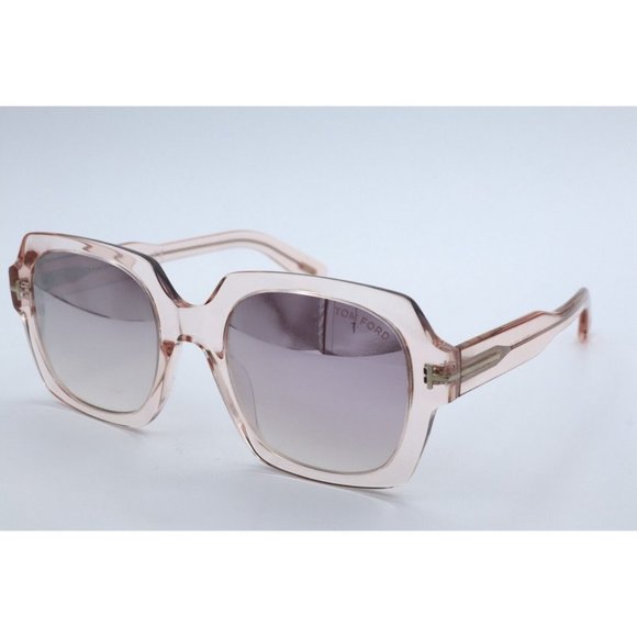 Tom Ford AUTUMN TF 660-72Z Crystal Pink Square Sunglasses Gray Gradient Lenses
